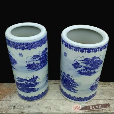 景德镇陶瓷书画筒雨伞筒箭筒帽筒米缸圆柱花盆青花瓷落地装饰实用