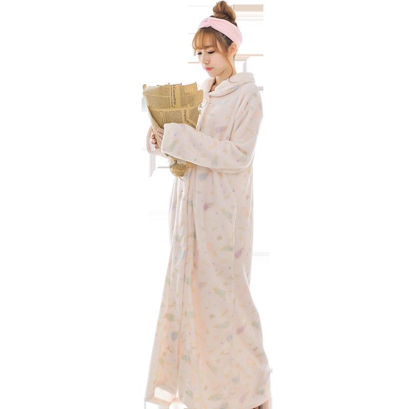 法兰绒睡袍女可爱秋冬季女生加长款加厚珊瑚绒睡裙长袖浴袍睡衣,女士内衣/男士内衣/家居服,睡袍/浴袍,淘宝优惠券,粉丝福利购,淘宝优惠卷