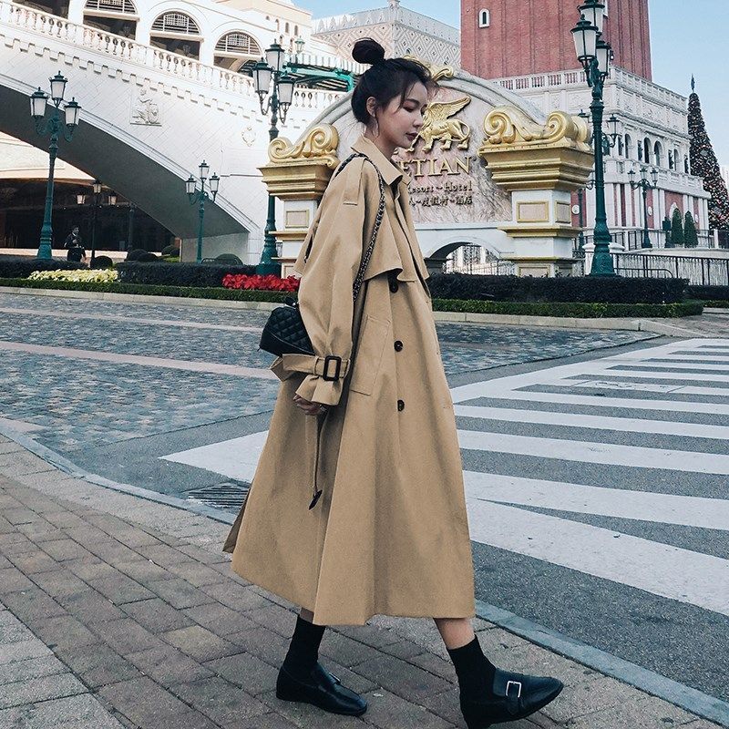 高级感气质中长款风衣外套女春秋2025年新款小个子过膝英伦风大衣,女装/女士精品,风衣,淘宝优惠券,粉丝福利购,淘宝优惠卷