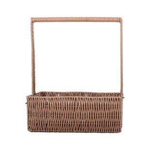 芯苼 手工编织鲜花花束藤编插花篮花店花艺资材 方形复古手提花篮