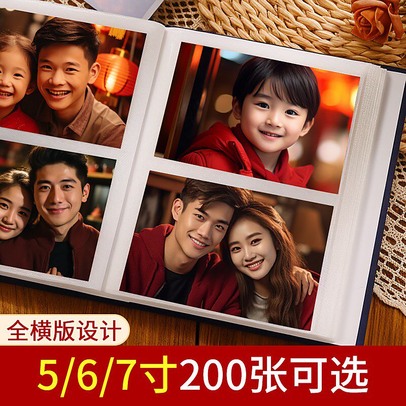 布艺相册6寸200张插页式国风相册本大容量家庭567寸相册本纪念册