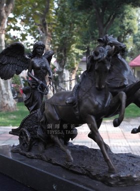 罗马战车天使女铜像雕塑家居装饰品电视酒柜玄关展示架办公室摆件