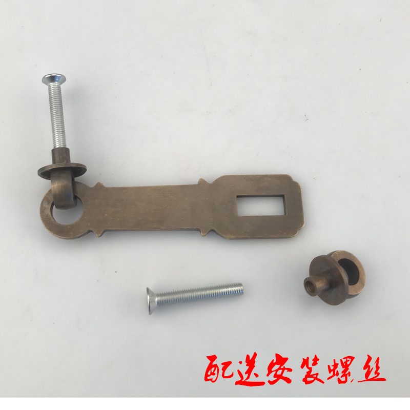 中式锁扣纯铜复古锁链搭扣门扣门锁仿古大门柜门门栓拉手加厚插销