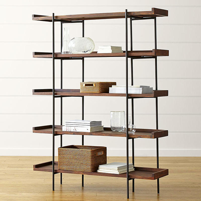 北欧实木书架层架落地置物架多层酒架复古简约展示架儿童收纳隔断