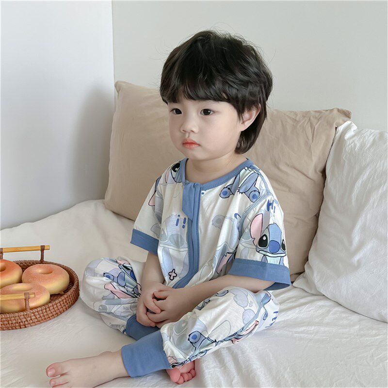 宝宝分腿睡袋夏季儿童纯棉短袖防踢被睡衣男童女童薄款夏天空调房