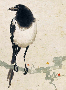 斗方形国画花鸟画艺术微喷打印字画未装裱宣纸画心徐悲鸿双鹊图