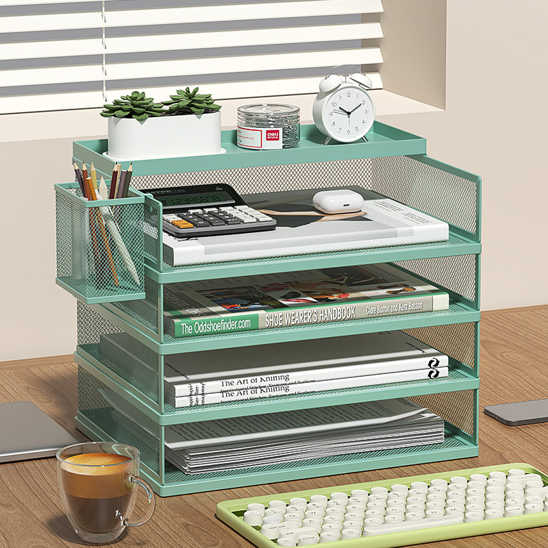 A3A4桌面文件架金属文件框办公收纳架铁质多层文件夹架C收纳盒书