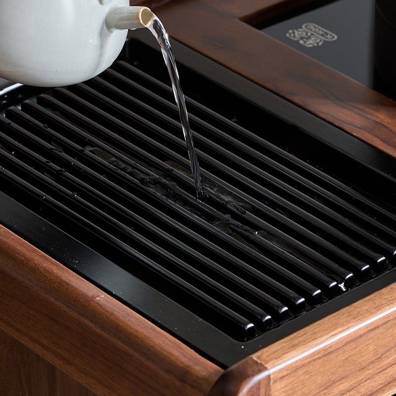 北美黑胡桃实木烧水壶一体边几茶水柜移动茶O边柜小型家用茶几茶