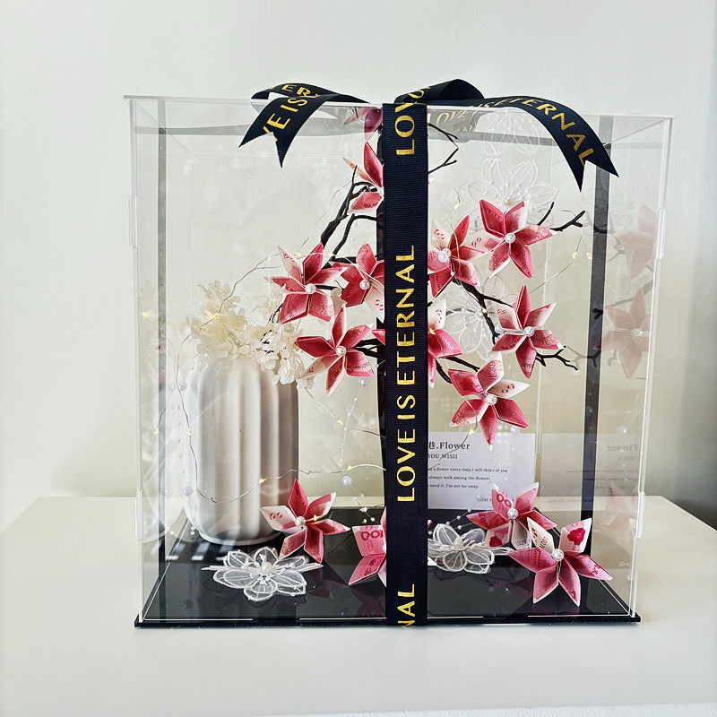 土豪发财树有钱花diy材料包手提D透明压克力礼盒白色花瓶新年礼物,鲜花速递/花卉仿真/绿植园艺,花艺包装盒,淘宝优惠券,粉丝福利购,淘宝优惠卷