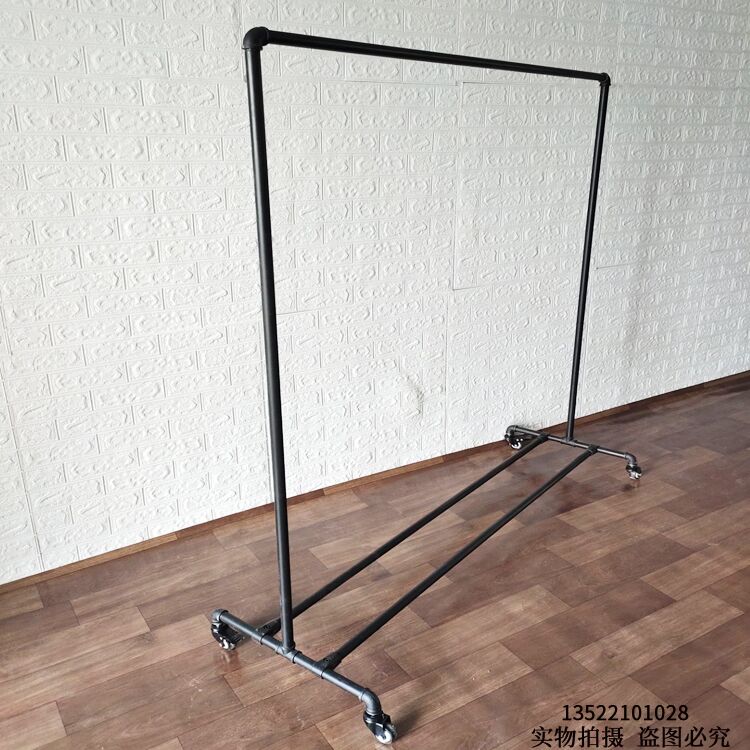 服装展示架水管龙门架铁艺晾衣架复E古落地架服装店展会带轮挂衣