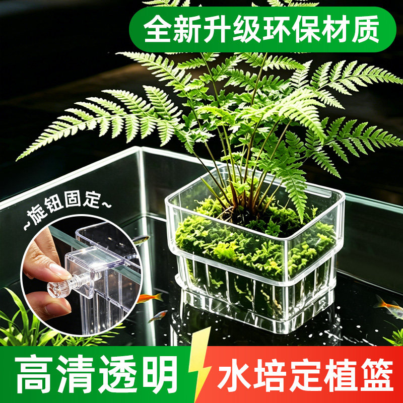 鱼缸水草定植篮造景专用植物固定水培篮周转箱乌龟缸绿植盆栽托架