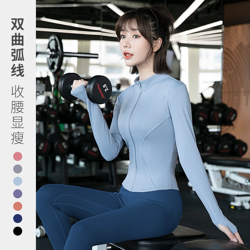 好货2025新款女紧身长袖上衣外套蜜桃臀健身套装速干户外跑步瑜伽