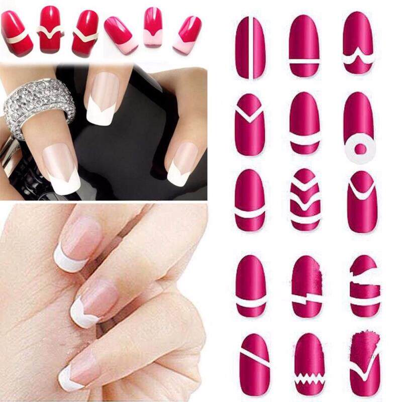好货24PCS DIY fashion French manicure form nail art tips sti