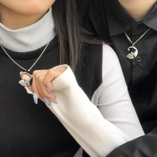 好货tching Couple Necklace Simple Friendship Gift Couple Jew