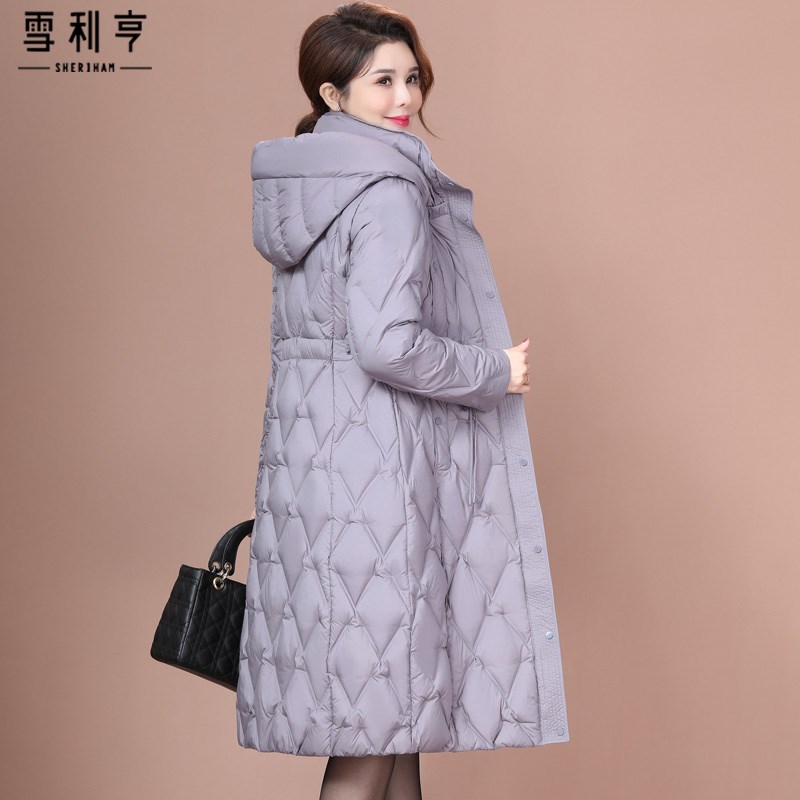 好货妈妈羽绒服女中长款2025冬季新款保暖白鸭绒外套修身显瘦女装