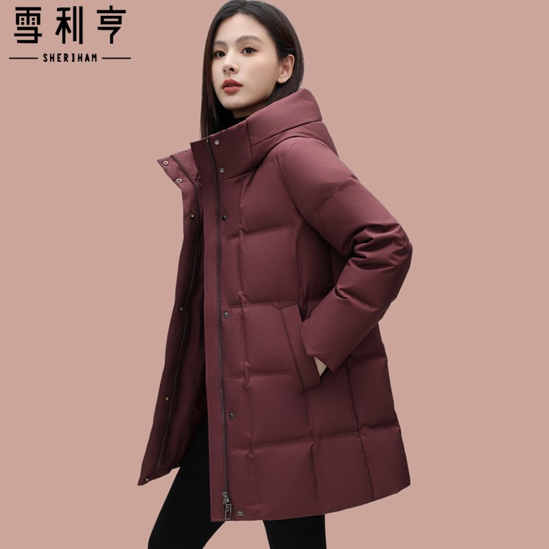 好货2025新款中老年大码妈妈装中长款加厚红色羽绒服洋气品牌连帽