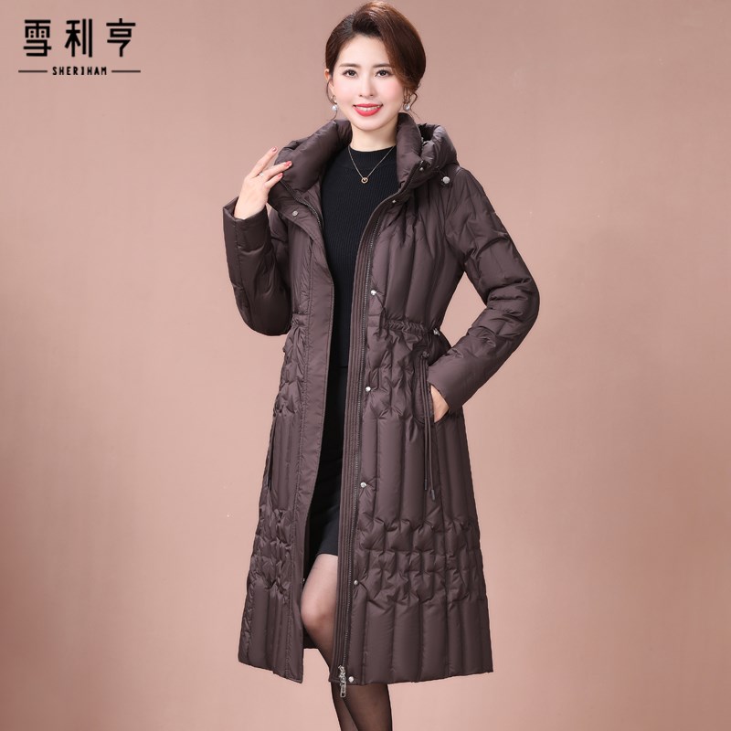 好货50岁羽绒服女中长款2025冬季新款中年妈妈白鸭绒收腰显瘦保暖