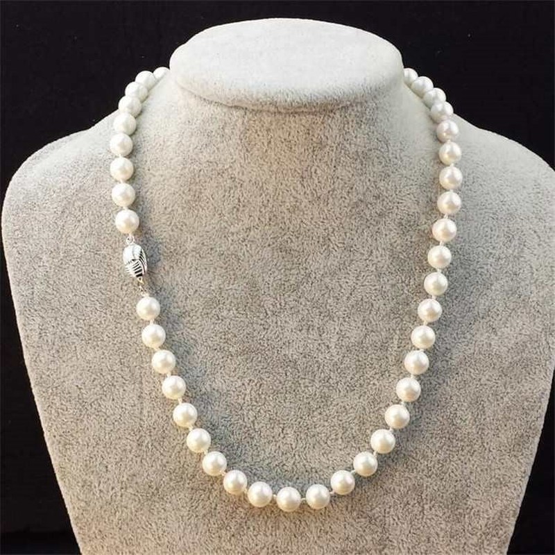 新品Natural freshwater pearl Necklace is Nearly rouNd 8-11 l