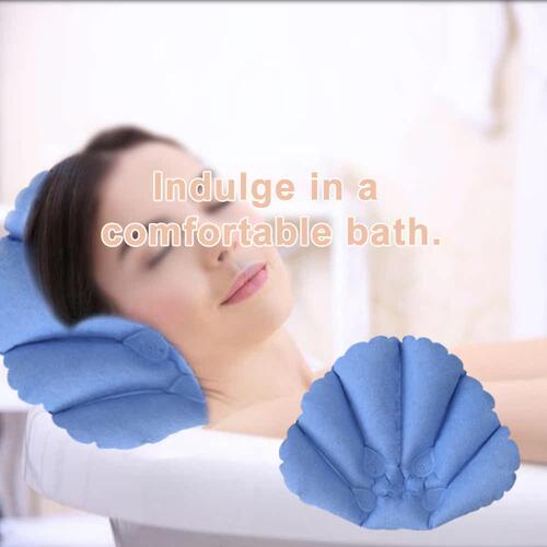 好货Shell Shape Soft Inflatable Bath Pillow Terrycloth & Vin