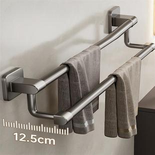免打孔毛巾架子卫生间壁挂置物架浴室毛巾双杆厕所洗手间收纳挂架