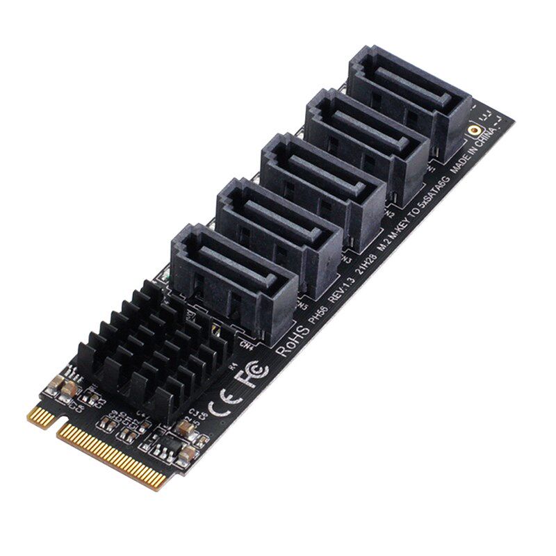 速发FVH M2 PCIE SATA 6G扩展转接卡V5口 口B585支持PM