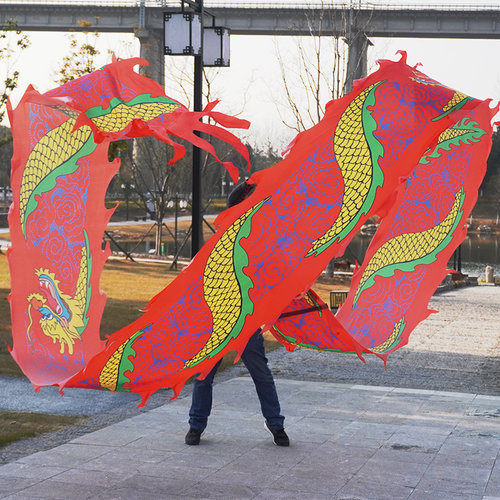 速发舞龙彩带健身健身龙带甩人带舞龙甩龙带中头彩带耍龙龙老年彩