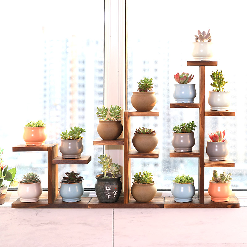 速发多木飘窗台多肉花架子实室层内客厅桌面小花架台花盆架置物装