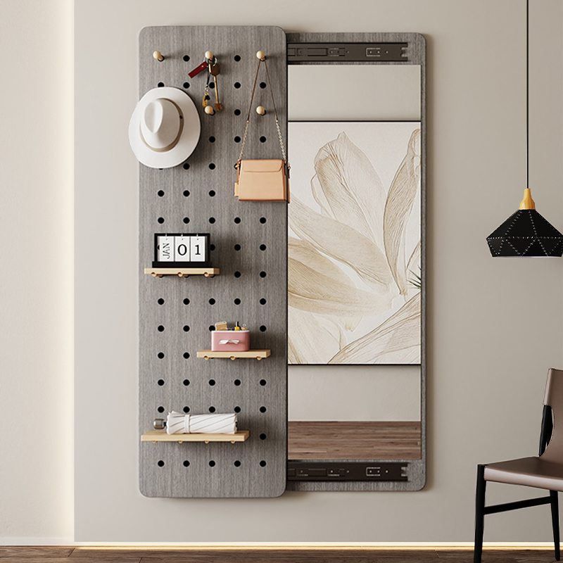 速发洞洞板试饰镜推拉全身穿衣镜贴墙壁挂可镜闭关子平开门装衣镜