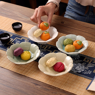 速发陶瓷水果用盘精致糕点摆盘中式点心盘茶店茶点盘干果盘商小碟