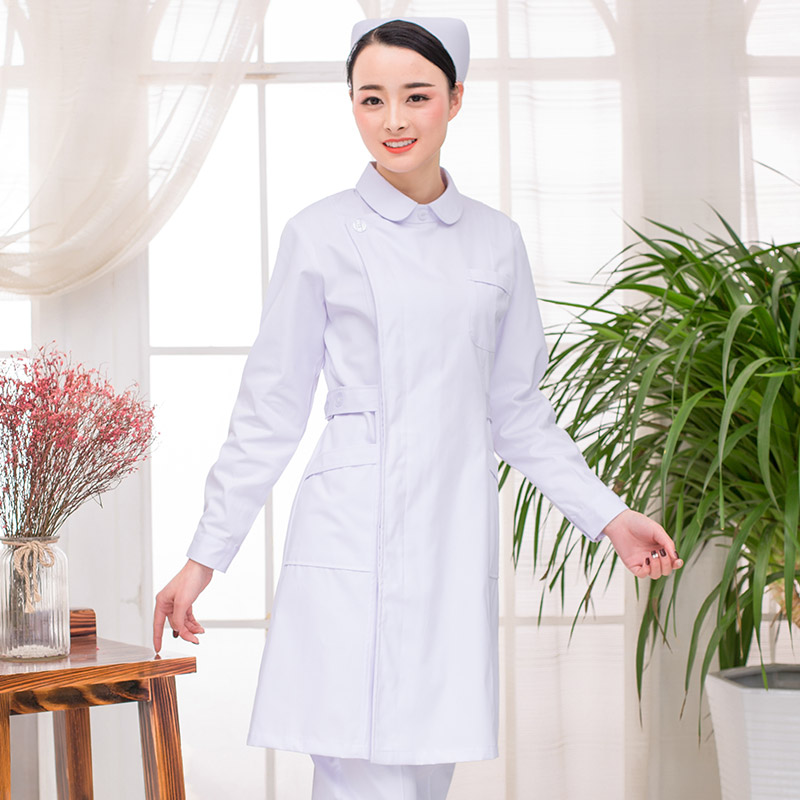 速发护士服长袖白装低上褂白大领医护口腔药店冬大衣