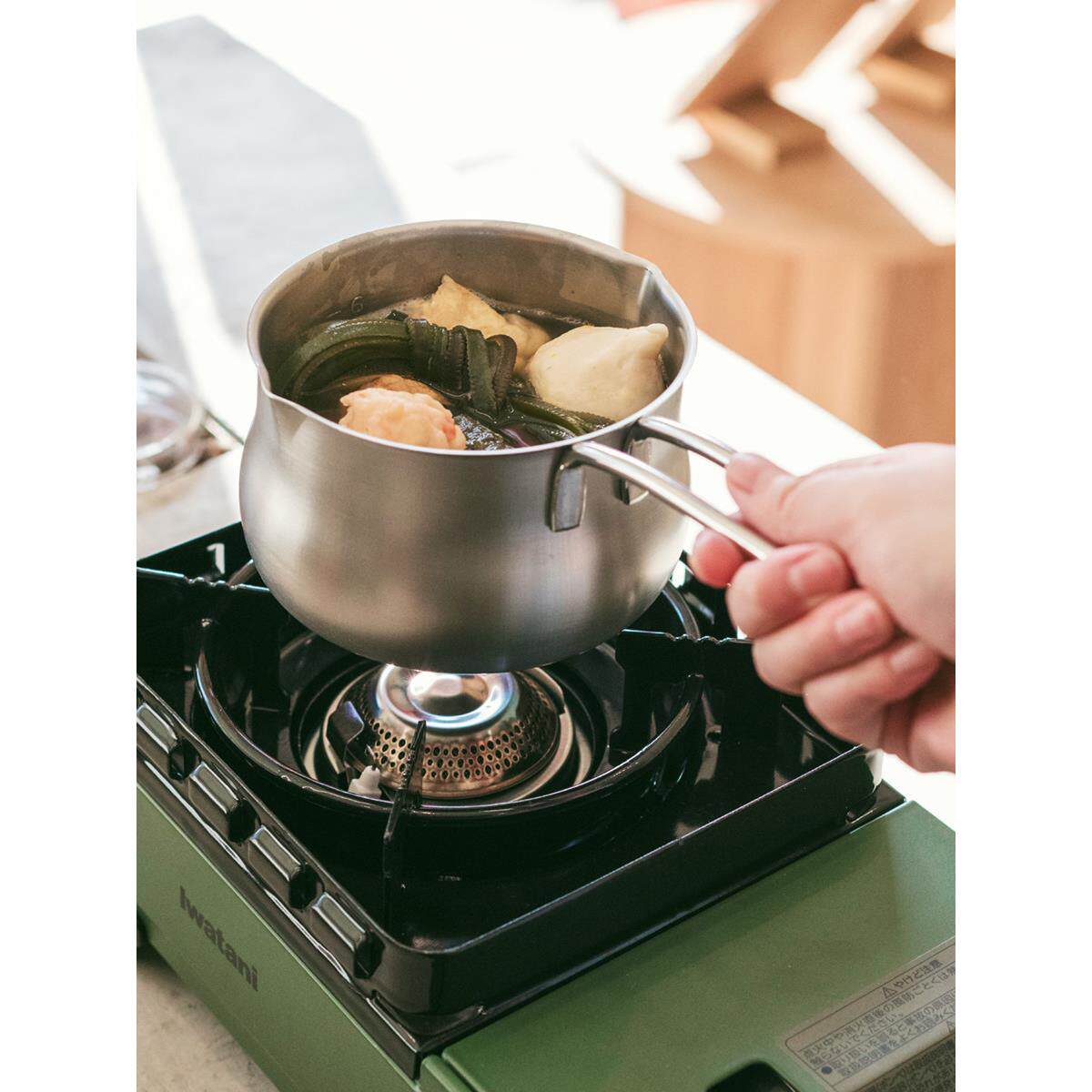 日本吉川奶锅泡面锅煮锅一人食小号燃气灶适用304不锈钢14cm12cm