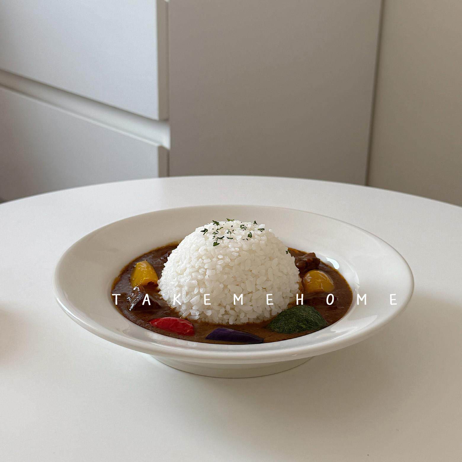 takemehome乳白汤盘简约意面盘子咖喱饭盘陶瓷釉下彩brunch深盘