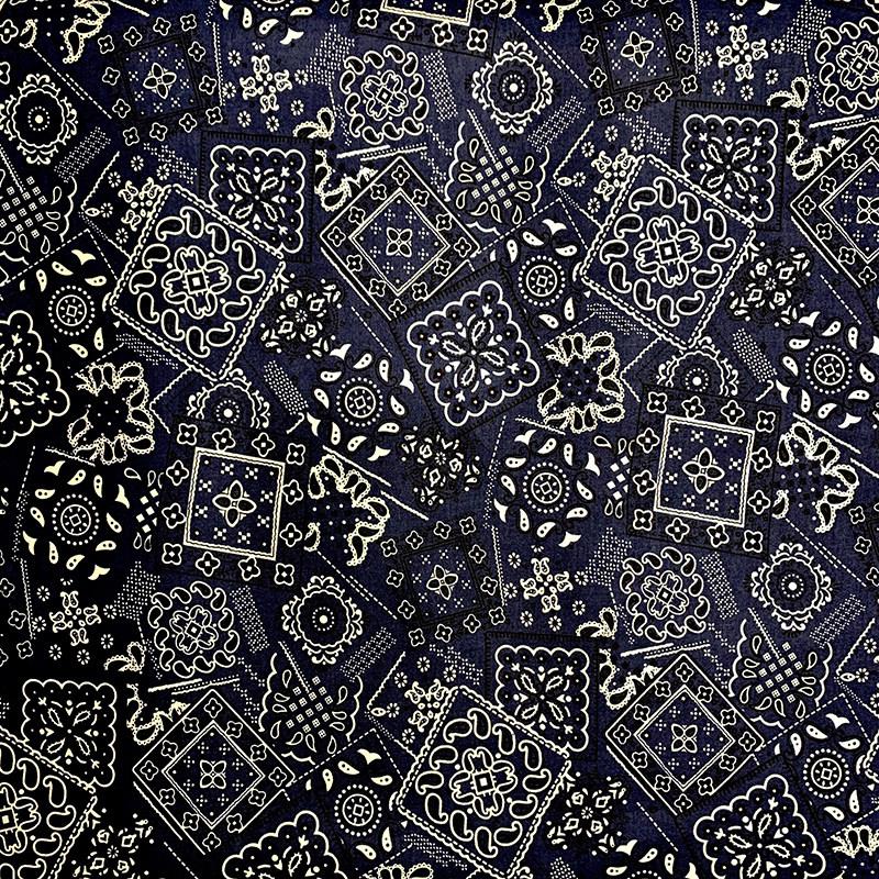 藏青色印花布料 纯棉服装薄面料 diy手工做衣服棉布【C-82】