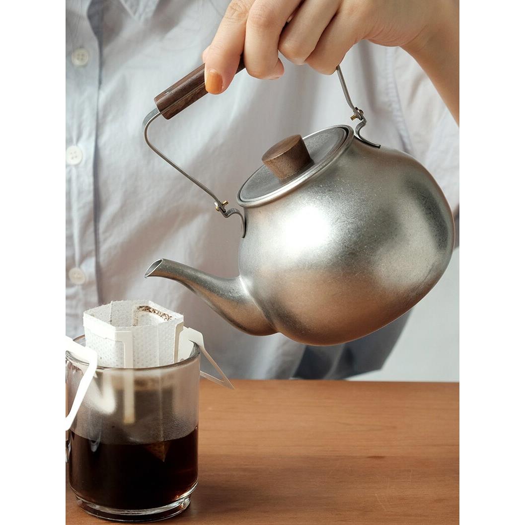 日本进口茶壶宫崎制作所不锈钢复古磨砂冲泡壶急须茶壶带滤网茶具