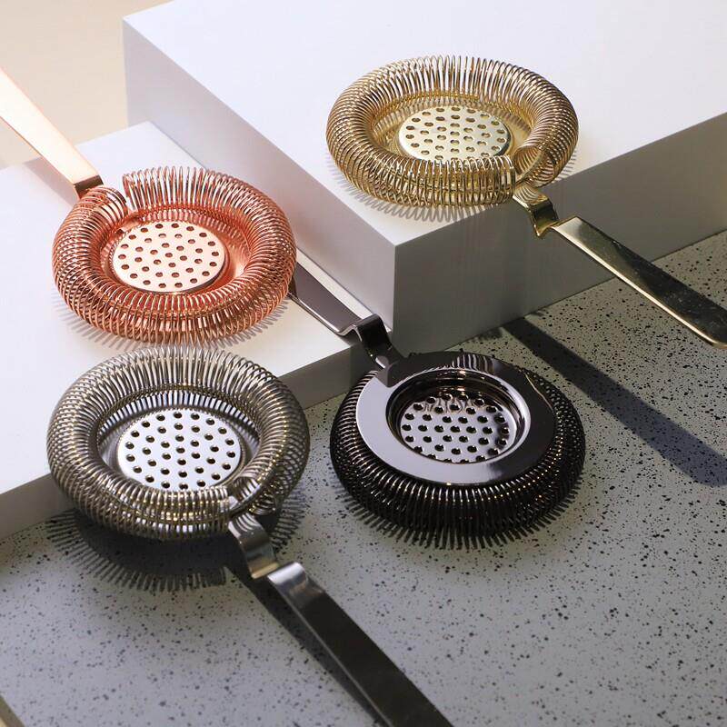 酒吧器皿不锈钢弯折滤冰器 霍桑过滤器 隔冰器 调酒搅拌 Strainer