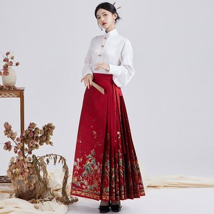 快速发货可以上班穿的汉服外x套女秋冬新中式国风马面裙套装女成