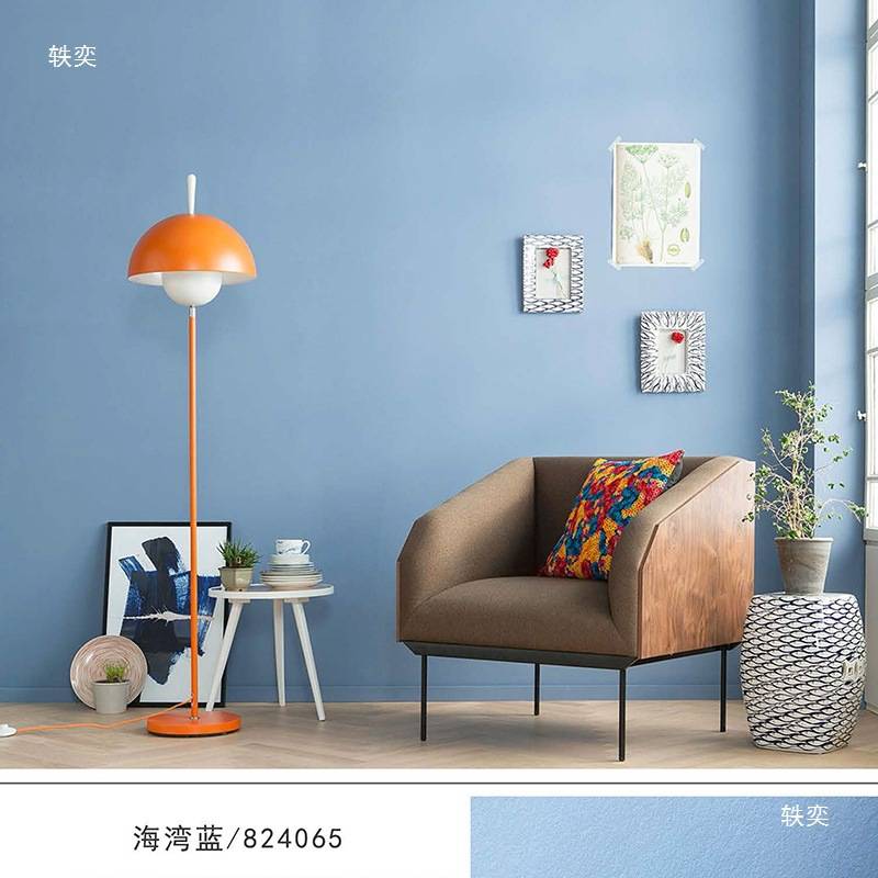 北台壁纸浅蓝色壁纸天蓝深蓝墙纸网红无纺布卧室男生非自粘