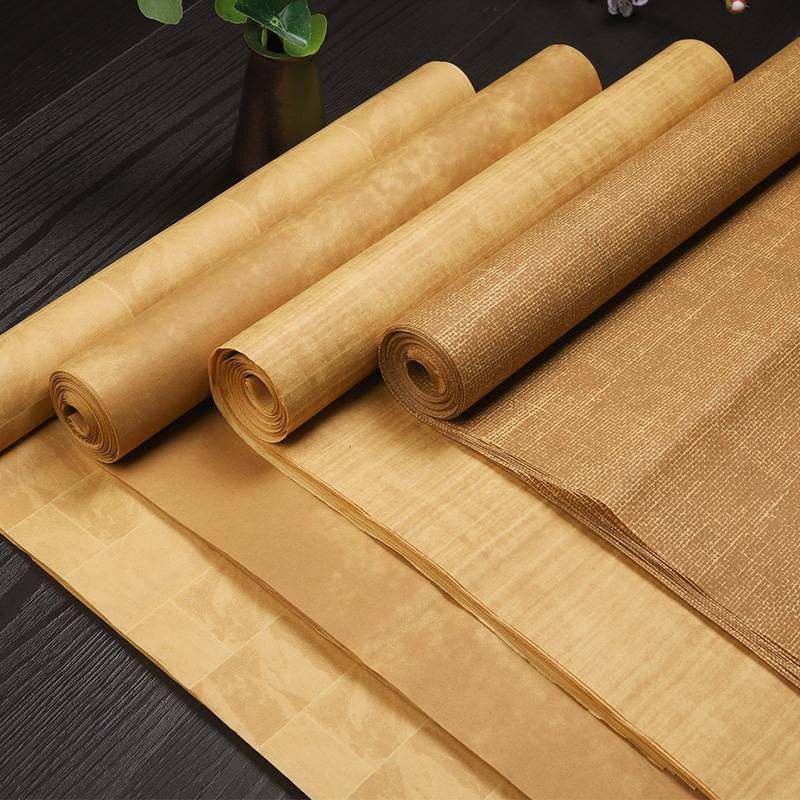 四尺对开复古笺整张书法作品纸软笔毛笔仿古宣纸麻纹宣古车马砖纹