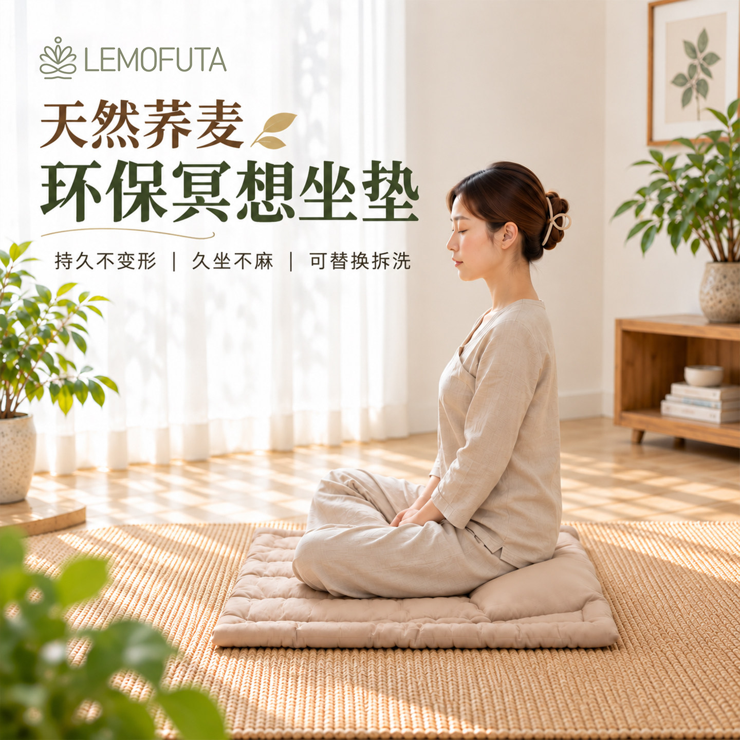 Lemofuta打坐禅修专用垫拜佛冥想跪拜垫佛前坐垫地上静坐禅垫蒲团