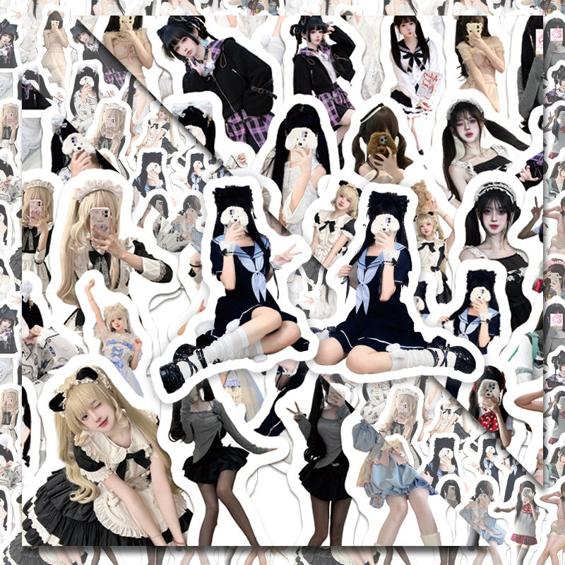 200张双马尾萝莉贴纸可爱双马尾美女装饰笔记本手账防水贴画