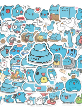 60张猫猫虫咖波贴纸手机壳DIY贴纸水杯装饰贴纸行李箱贴纸笔记本电脑贴纸