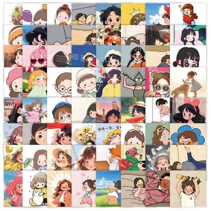 95张超萌可爱女孩贴画手账装饰手机壳笔记本电脑行李箱防水贴画