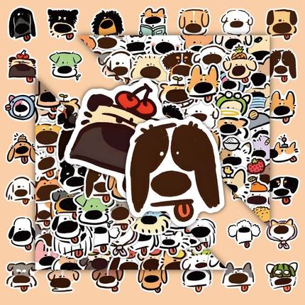160张可爱简笔画小狗贴纸卡通手账装饰手机壳笔记本电脑防水贴画