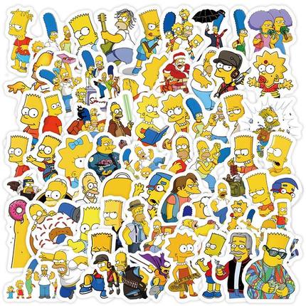 110张辛普森个性卡通贴纸diy装饰手机壳笔记本电脑行李箱防水贴画