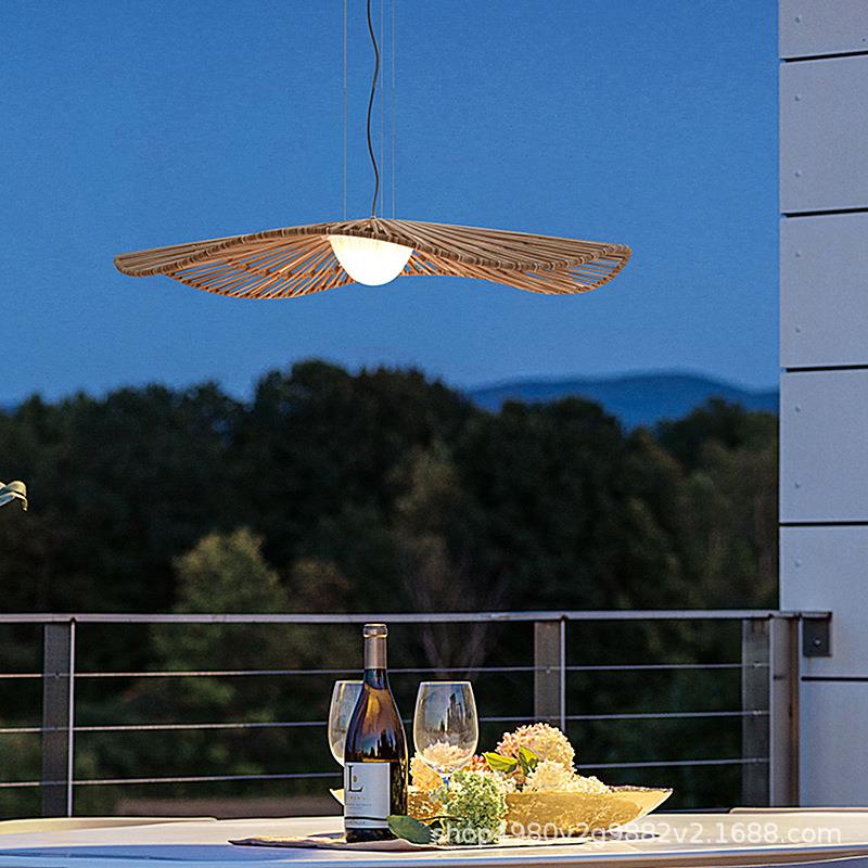 户外吊灯庭院灯简约防水别墅露台凉亭花园氛围灯创意藤艺室外吊灯