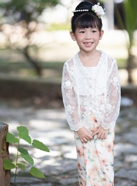 沙芭利 粉色蓝色多色娘惹服装 儿童款南洋风格 清新小娘惹款式