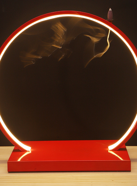 led灯圈摆件新中式禅意创意客厅玄关办公室家用桌面家居装饰摆设