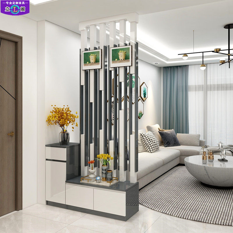 玄关隔断柜 客厅 装饰柜 进门玄关柜鞋柜白色烤漆 门厅装饰屏风柜
