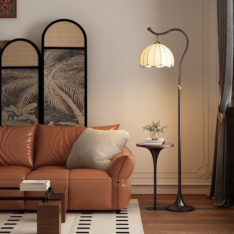 创意中古风落地灯氛围置物架客厅沙发旁装饰书房卧室床头一体台灯,家装灯饰光源,装饰落地灯,淘宝优惠券,粉丝福利购,淘宝优惠卷