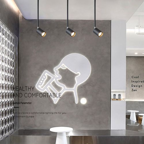 简约明装长杆射灯餐厅吊灯卧室床头吧台灯服装店展厅画廊cob射灯